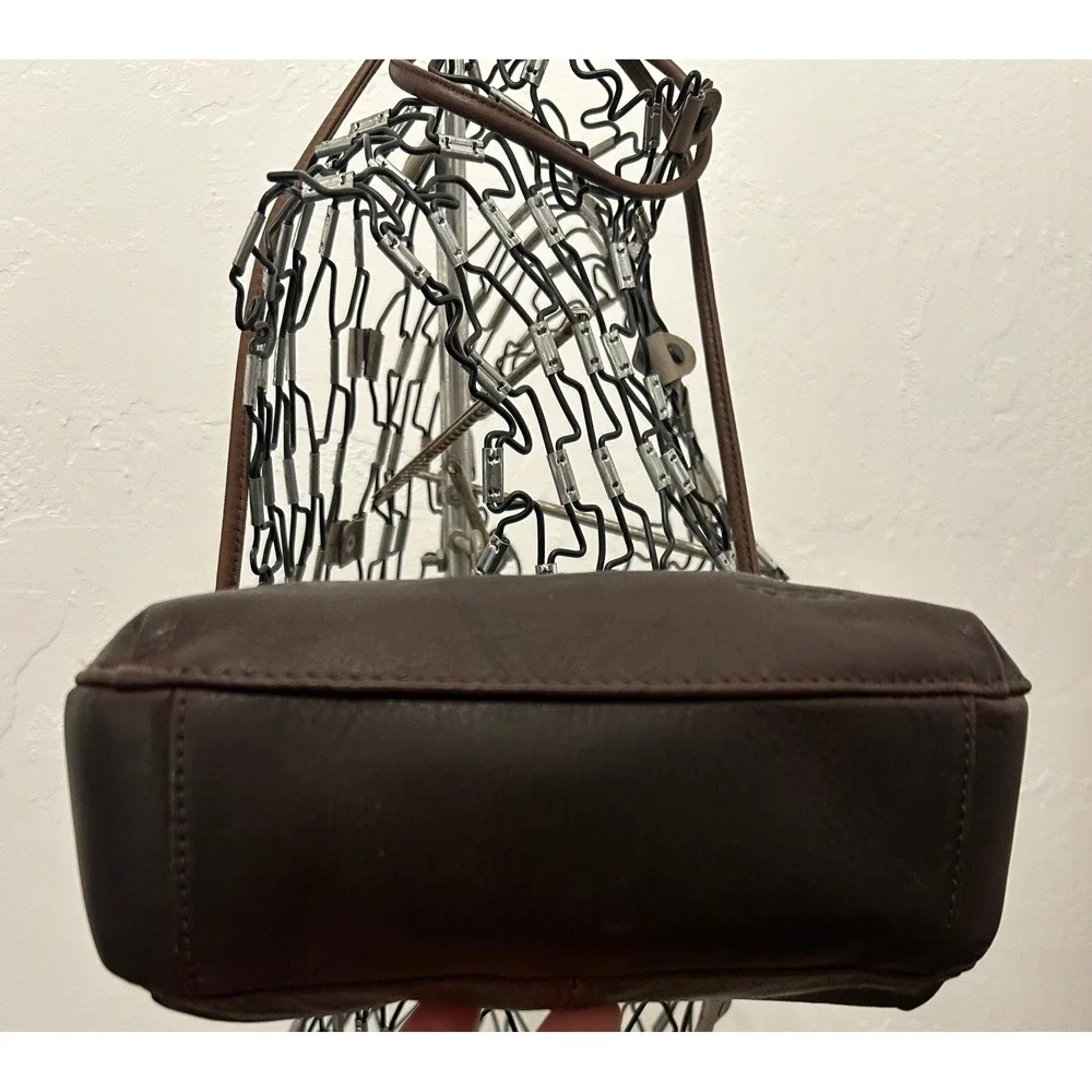 Fossil Dark Brown Pebbled Leather Small Crossbody Bag with Key Charm
